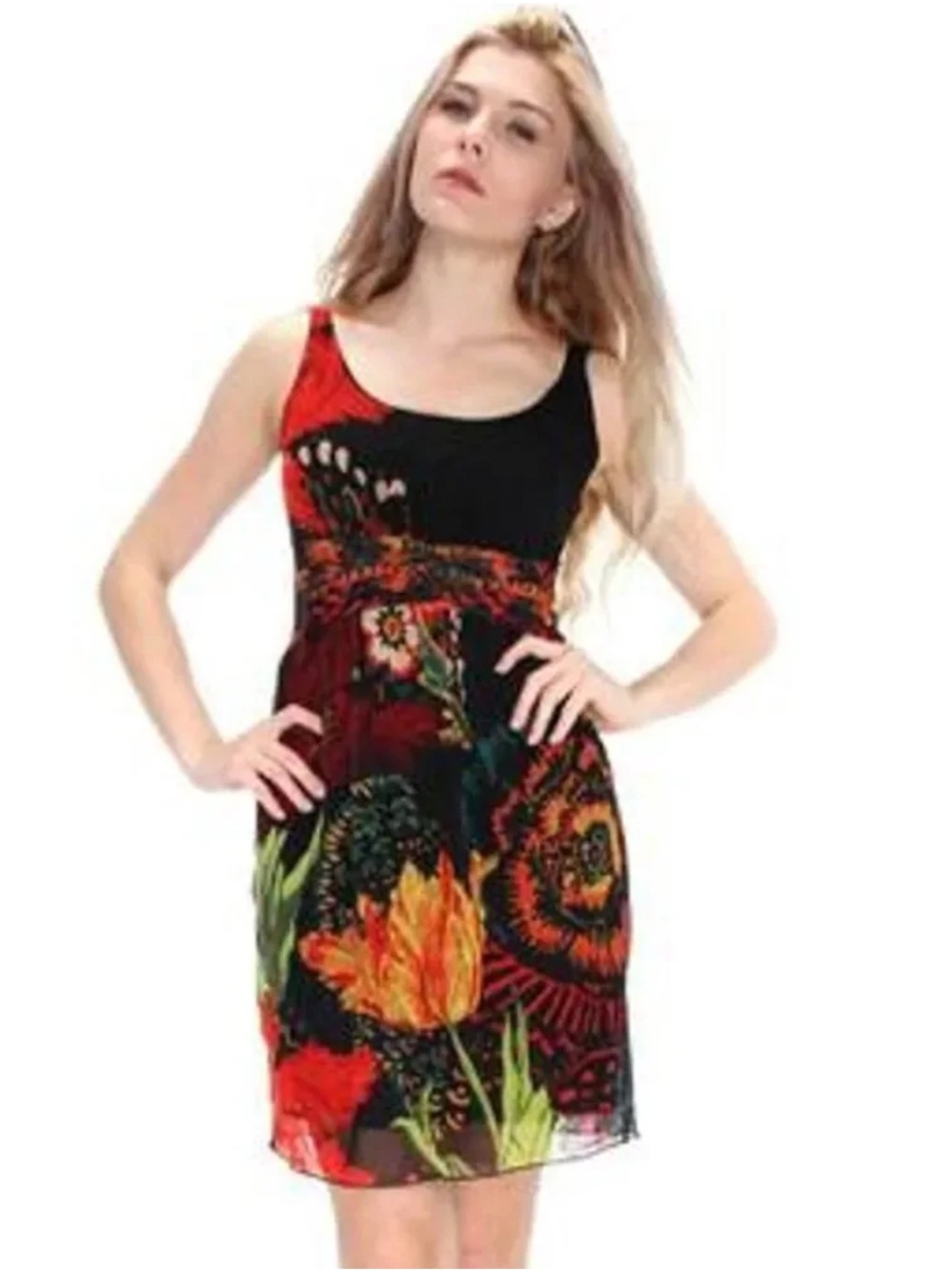 Desigual Christian Lacroix Gemma Sleeveless Floral Mini Dress, Size L - Picture 6 of 13
